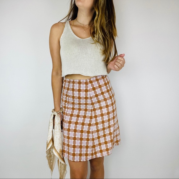 Free People gingham style colorful skirt - Picture 2 of 6